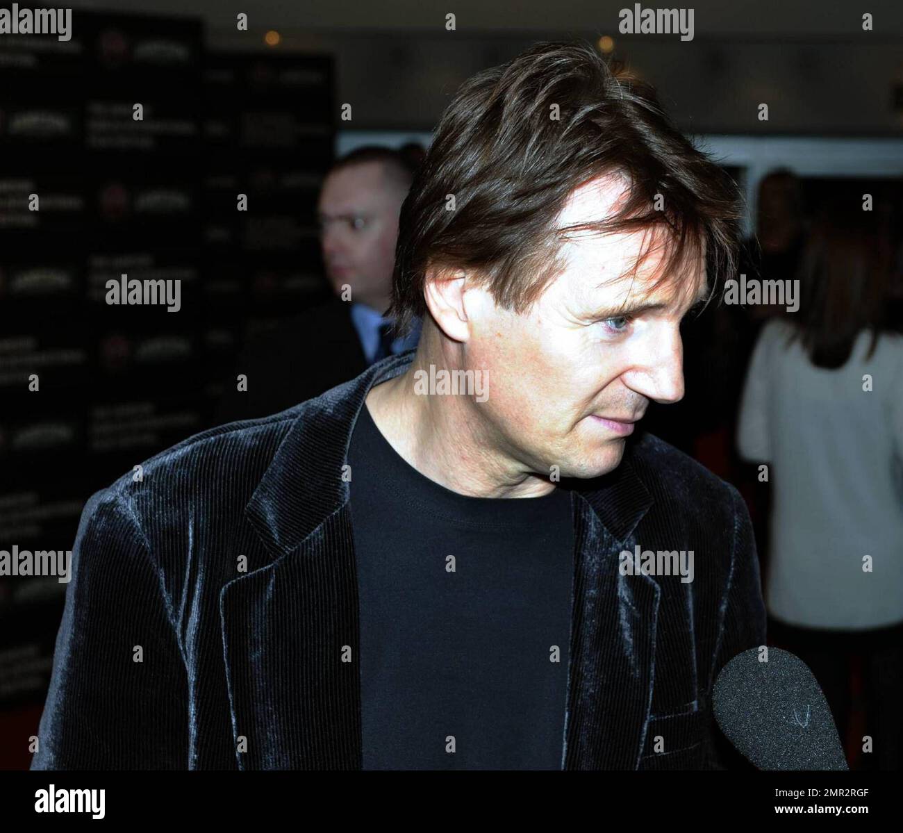 Irish actor Liam Neeson arrives at the movie premier for Five Minutes