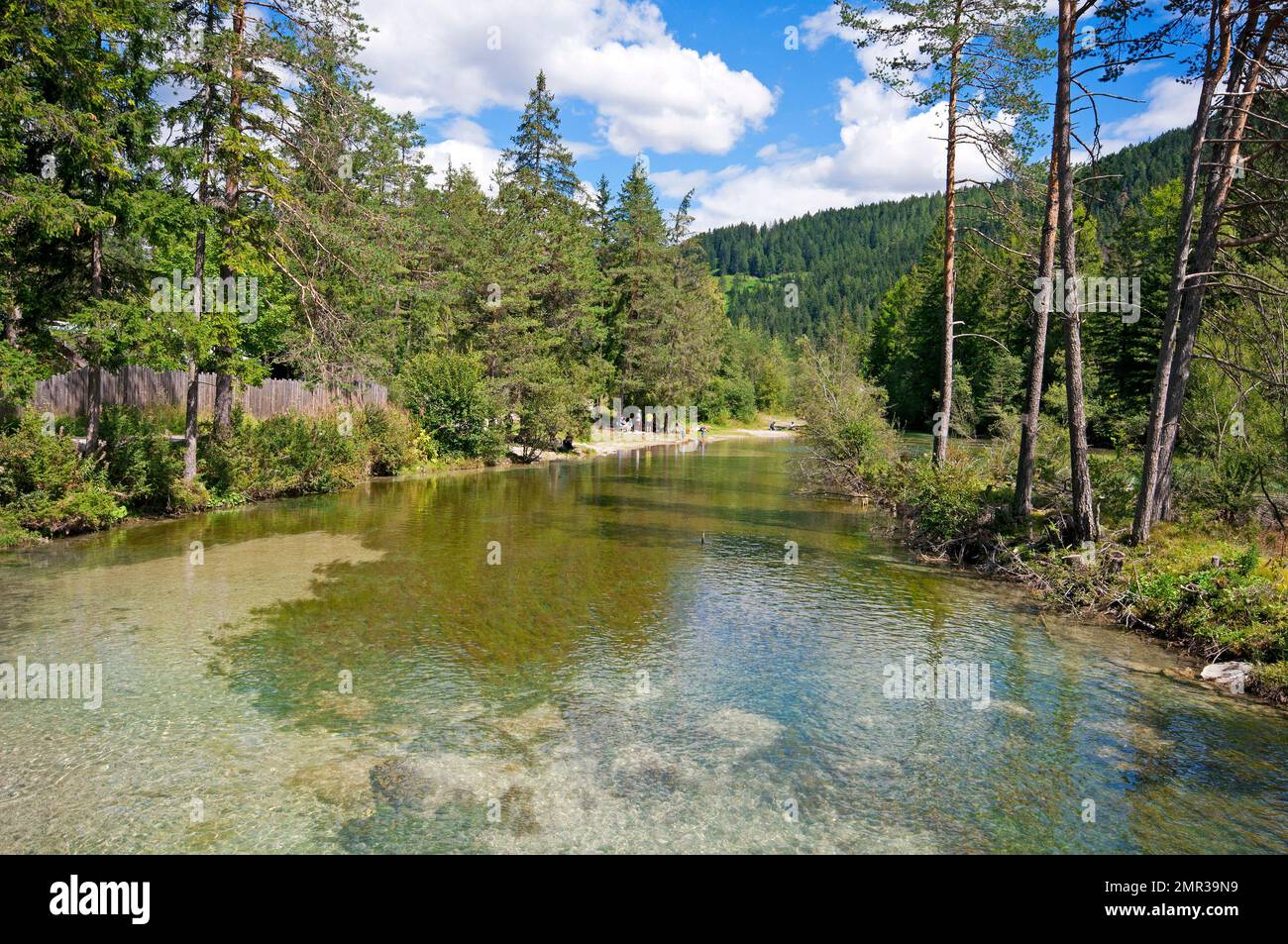Rienza river, tributary and emissary of Dobbiaco lake, Pusteria Valley, Trentino-Alto Adige, Italy Stock Photo