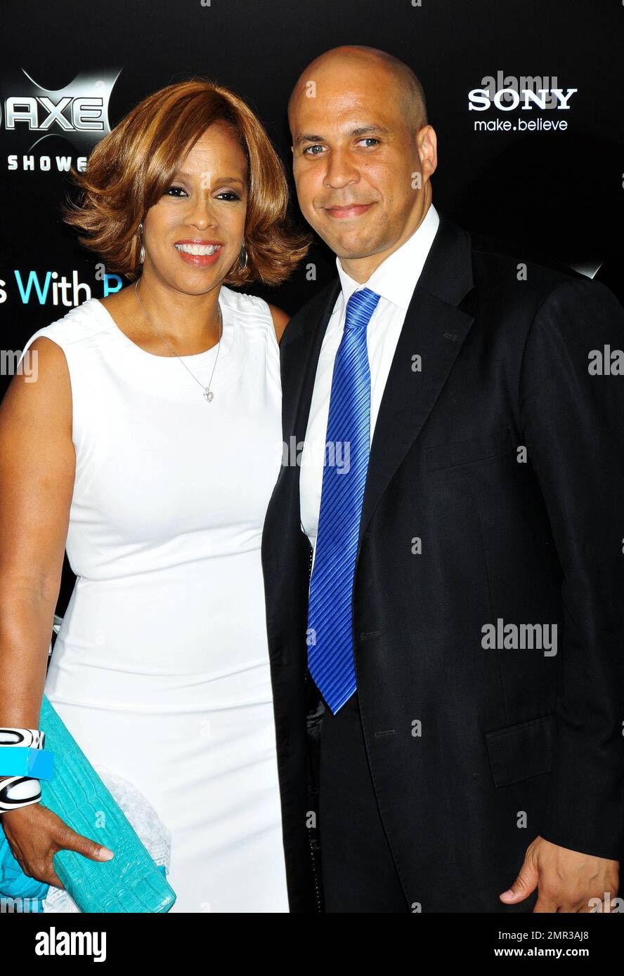 Gayle King and Cory Booker at the premiere of 'Friends with Benefits' at the Ziegfeld Theater in New York, NY. 7/18/11.   . Stock Photo