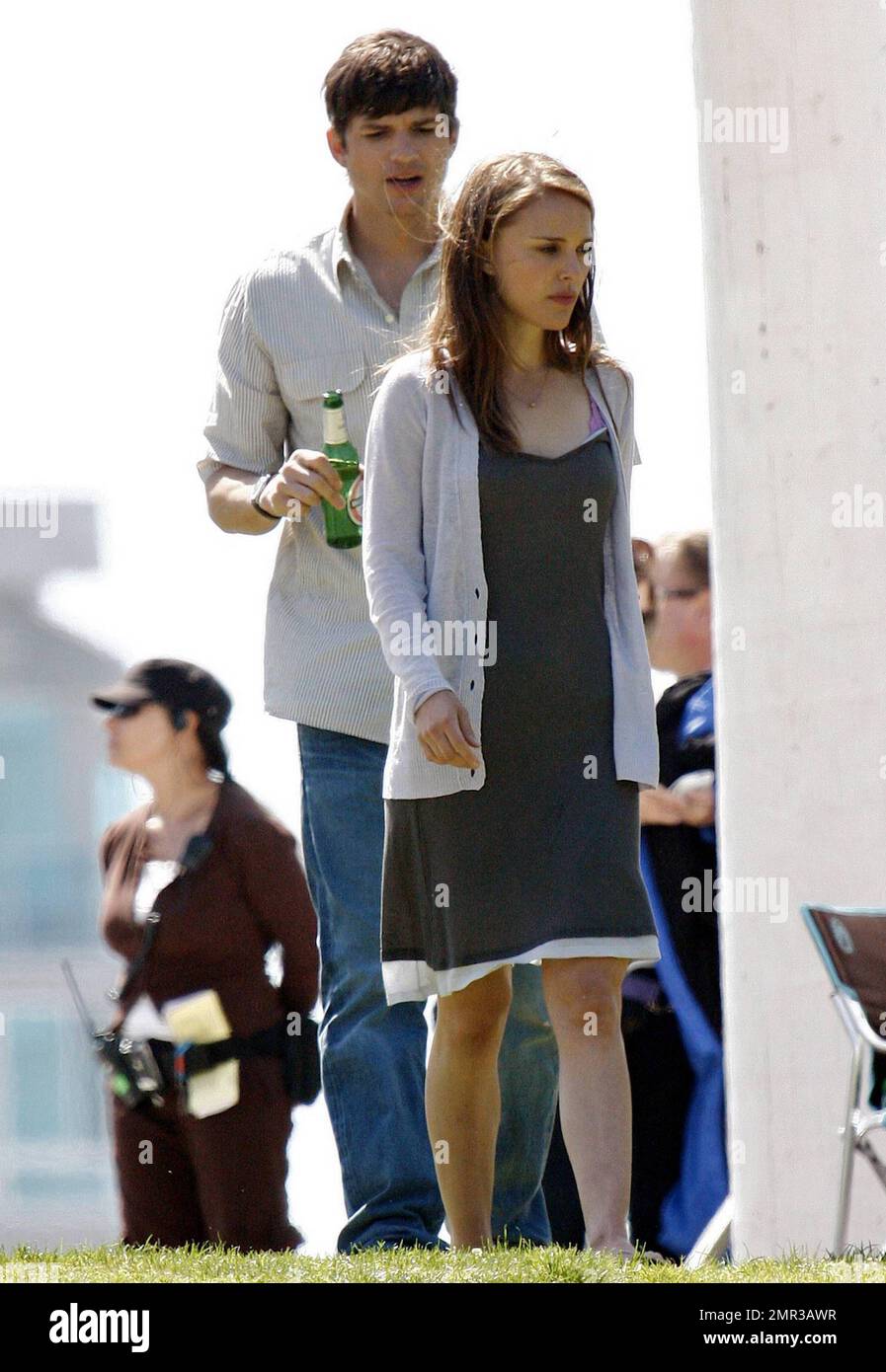 Natalie Portman and Ashton Kutcher film a picnic scene on the set of