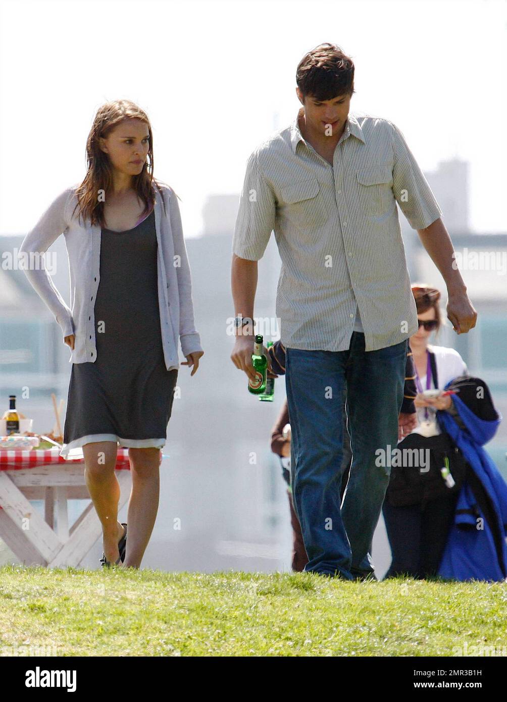 Natalie Portman and Ashton Kutcher film a picnic scene on the set of