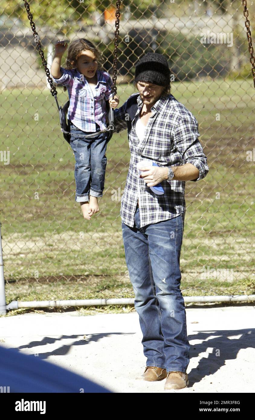 Doting dad Gabriel Aubry spends a day with his daughter Nahla at a