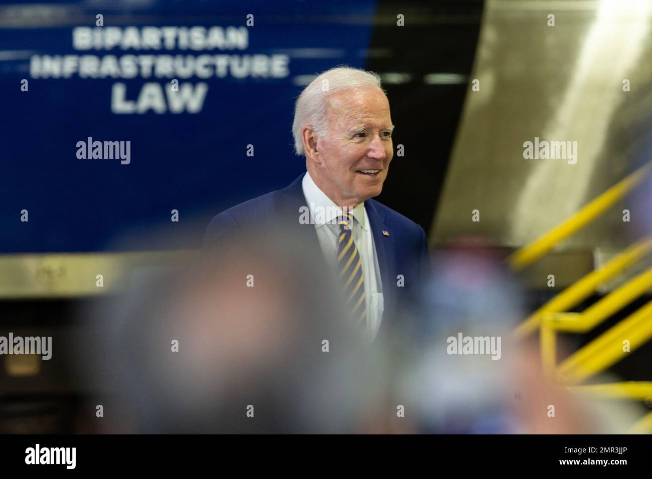 New York, USA. 31st Jan, 2023. President Joe Biden Jr. arrives to highlight Bipartisan Infrastructure Law funding for the Hudson River Tunnel project at West Side Yard gate in New York on January 31, 2023. (Photo by Lev Radin/Sipa USA) Credit: Sipa USA/Alamy Live News Stock Photo