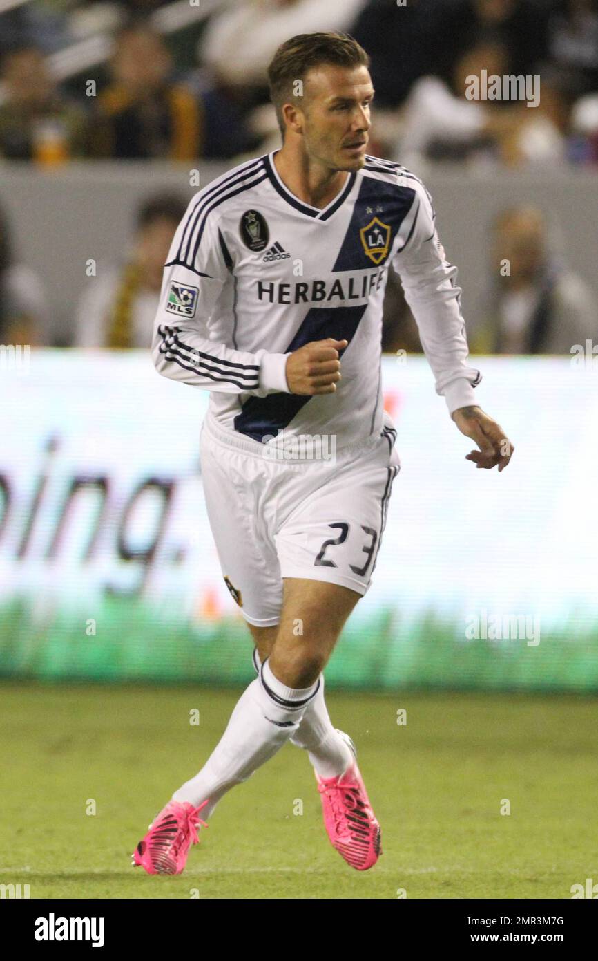 David Beckham and his LA Galaxy teammates take a 1-0 loss against the San Jose Earthquakes in the first of two playoff games at the Home Depot Center in front of a sellout crowd of 27,000. Honduran defender Victor Bernardez for San Jose stunned the Galaxy with a late goal to put San Jose a step closer to reaching the conference finals. Bernardez spent the game trying to fend off Los Angeles' galaxy of stars, including Ireland's Robbie Keane. The regular-season champions left MLS's star-studded team dismayed. Keeping L.A.(16-12-6) out of the net wasn't easy. Keane hit the crossbar with a danger Stock Photo
