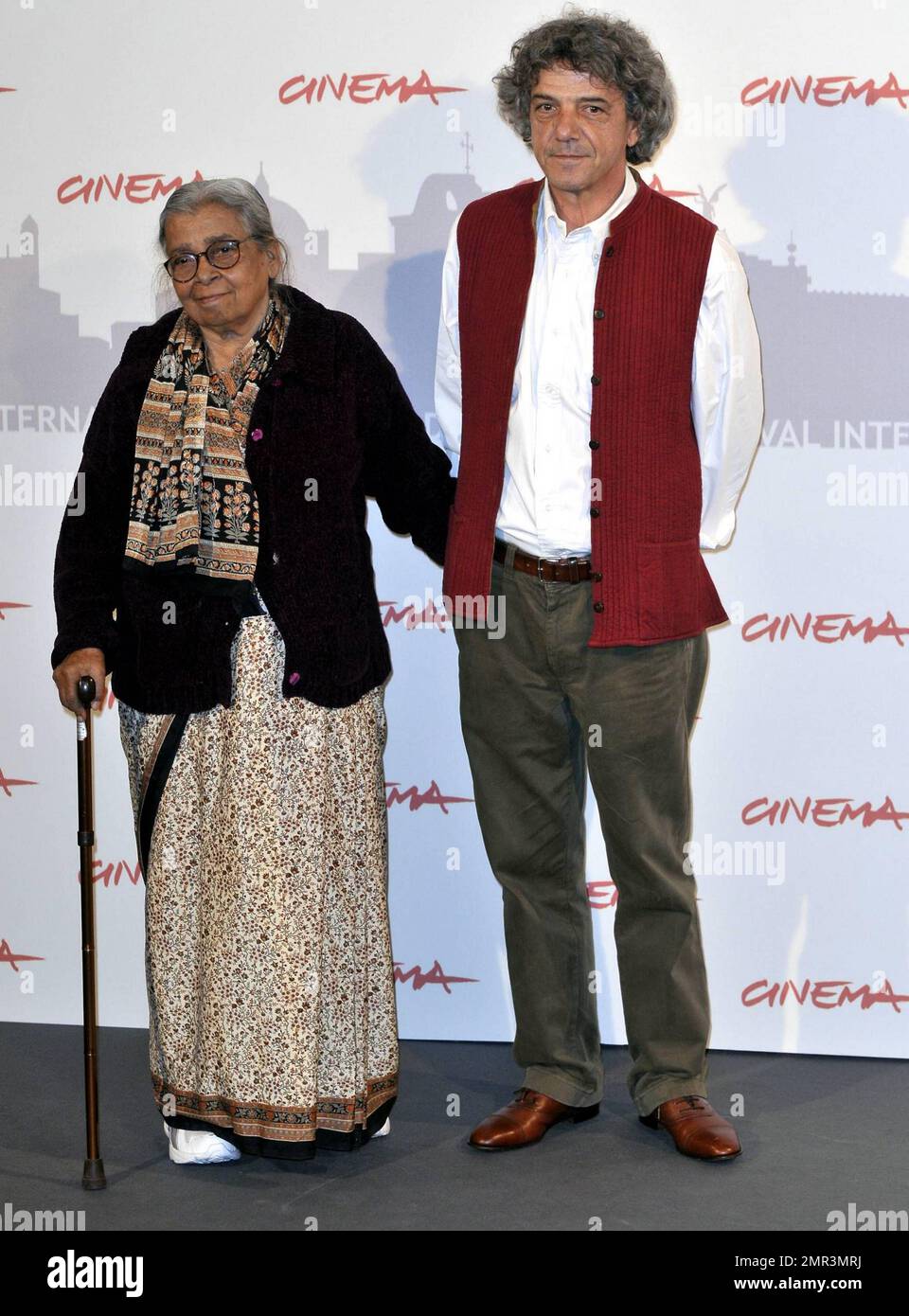 Italo Spinelli and Mahasweta Devi at the Gangor photo call at the 5th Annual Rome Film Festival in Rome, Italy. 10/30/10. Stock Photo