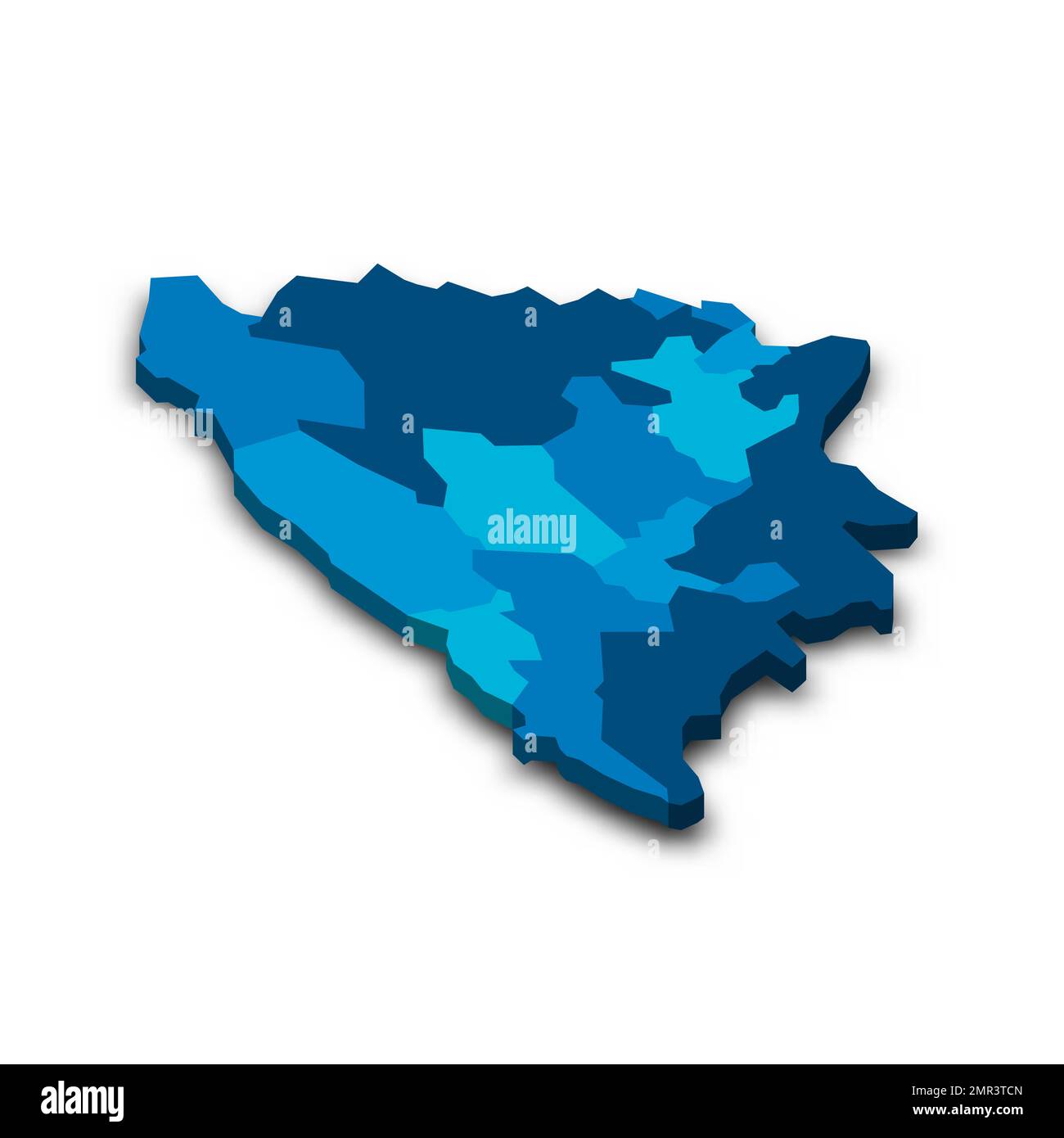 Bosnia and Herzegovina political map of administrative divisions Stock Vector