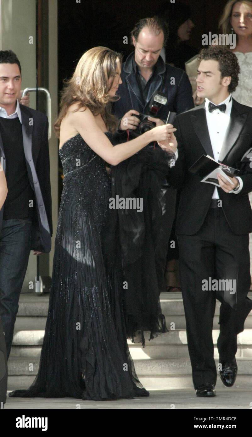 Exclusive!! Giorgio Armani and his niece Roberta leave their hotel to make thier way to the Oscars in Hollywood, Ca. Giorgio is wearing a $7000 suit.  2/25/07 Stock Photo