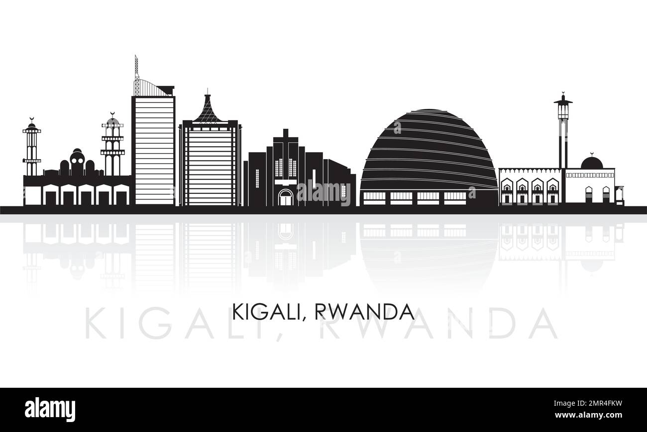 Silhouette Skyline panorama of city of Kigali, Rwanda - vector illustration Stock Vector