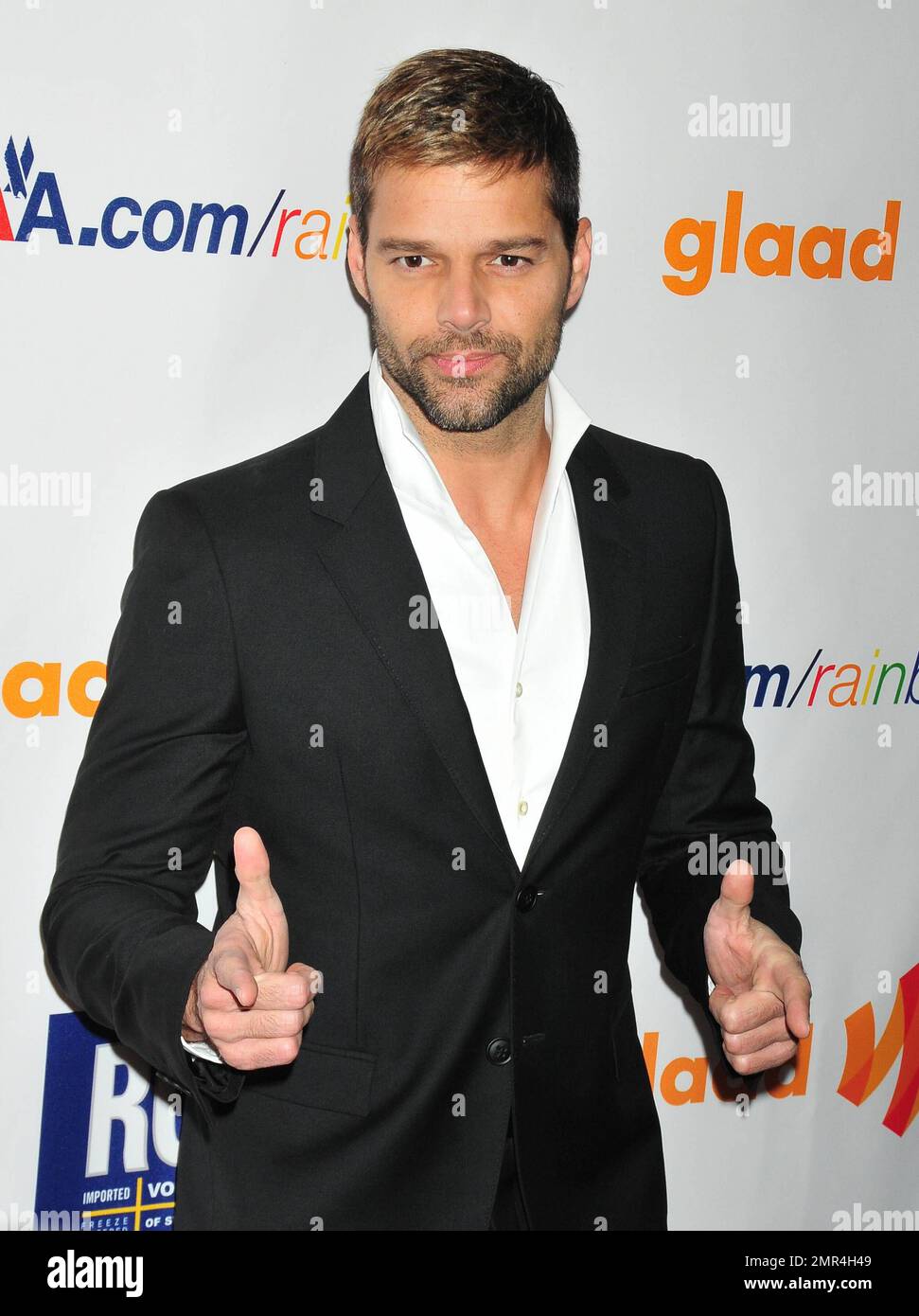 Ricky Martin, who received the Vito Russo Award, poses for ...