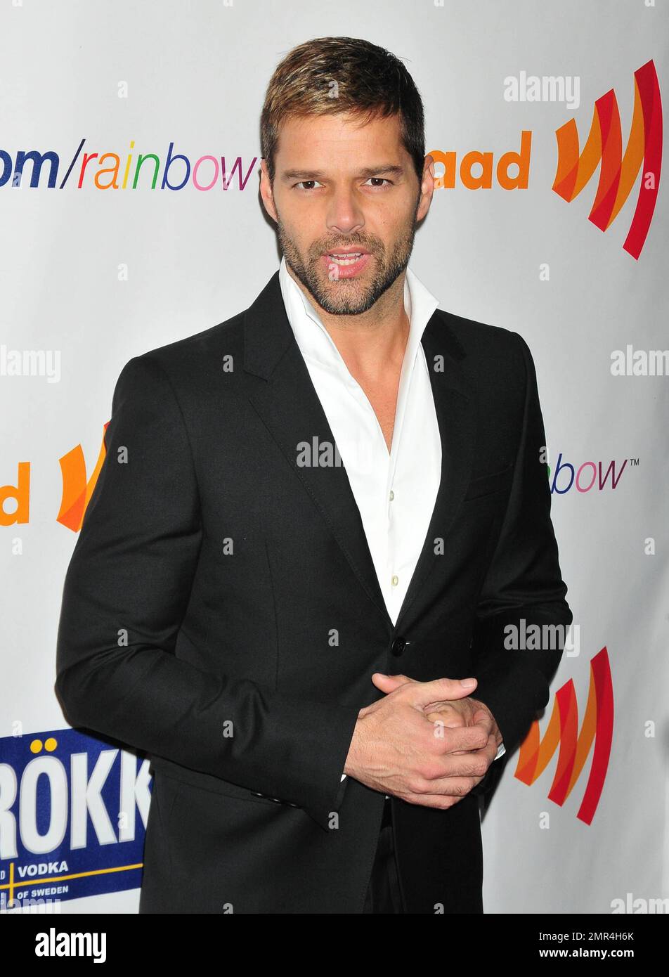 Ricky Martin, who received the Vito Russo Award, poses for ...