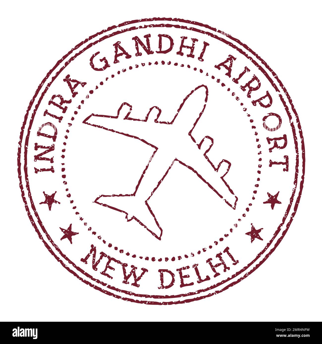 Indira Gandhi Airport New Delhi stamp. Airport of New Delhi round logo. Vector illustration. Stock Vector