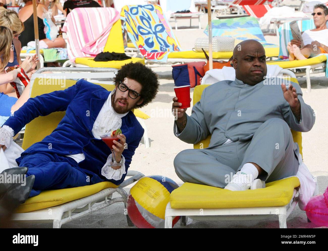 Gnarls Barkley hit Miami Beach for a photo shoot. The Crazy pair posed as Austin Powers and Dr Evil while sipping cocktails and playing with beach toys before heading off to play at Miami's all day Bang Festival, 11/11/06 Stock Photo