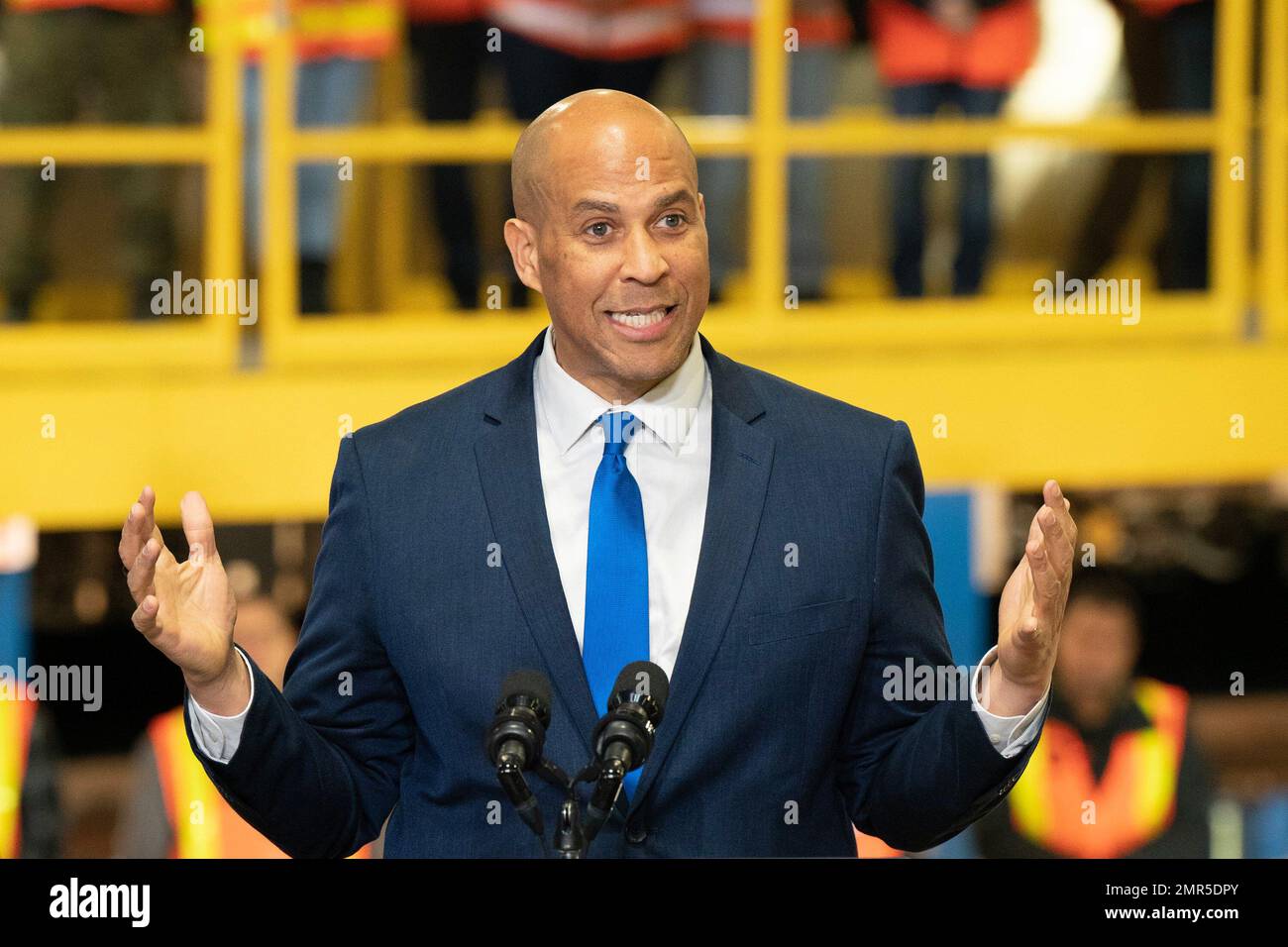 New York, NY, USA. 31st Jan, 2023. Cory Booker at the press conference for President Joe Biden Announces $292 Million “Mega Grant” Funding for Hudson Tunnel Project, Chelsea, Manhattan, west side, New York, NY January 31, 2023. Credit: Kristin Callahan/Everett Collection/Alamy Live News Stock Photo