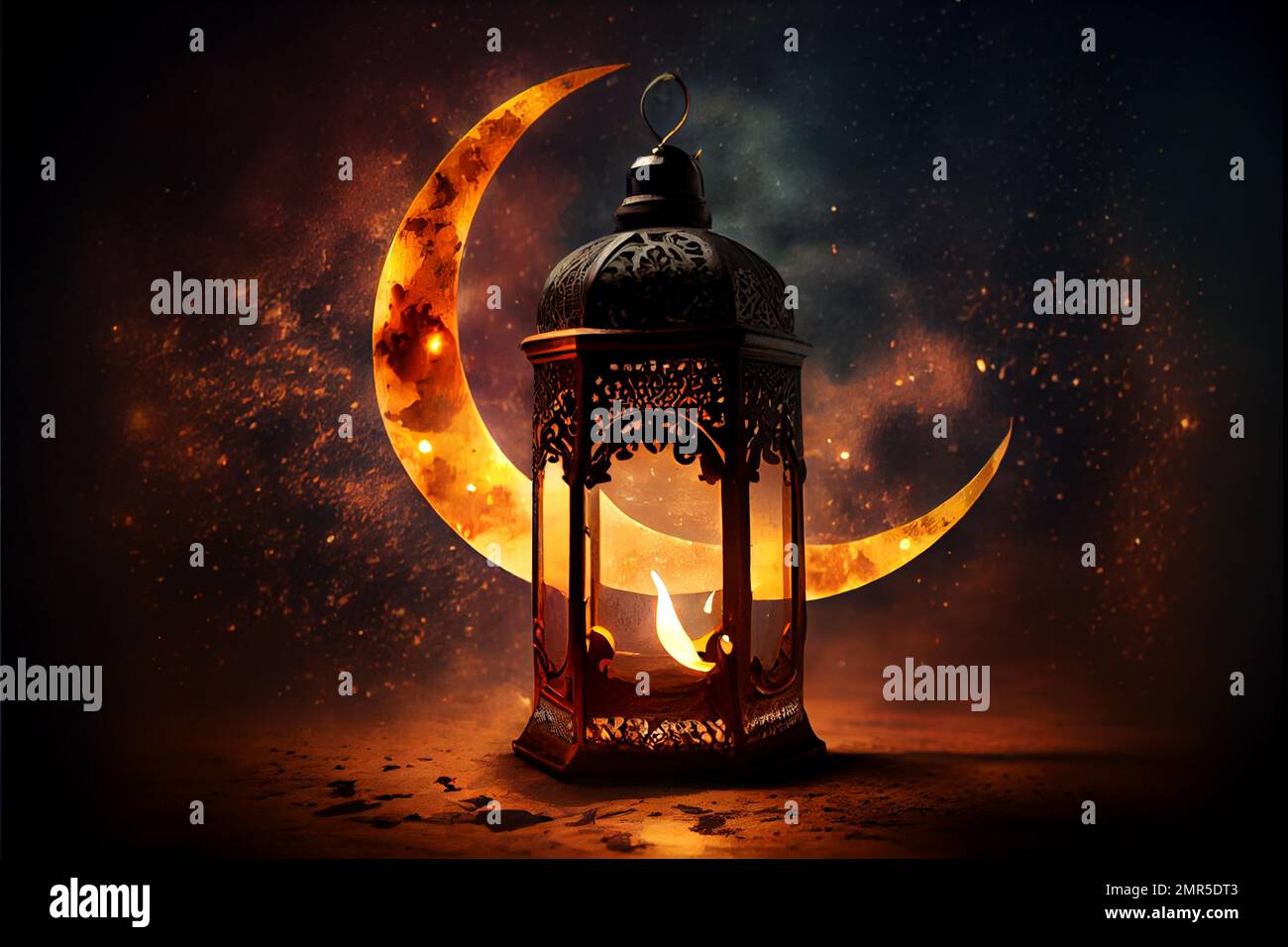 An AIgenerated illustration of a lamp with the background of a moon