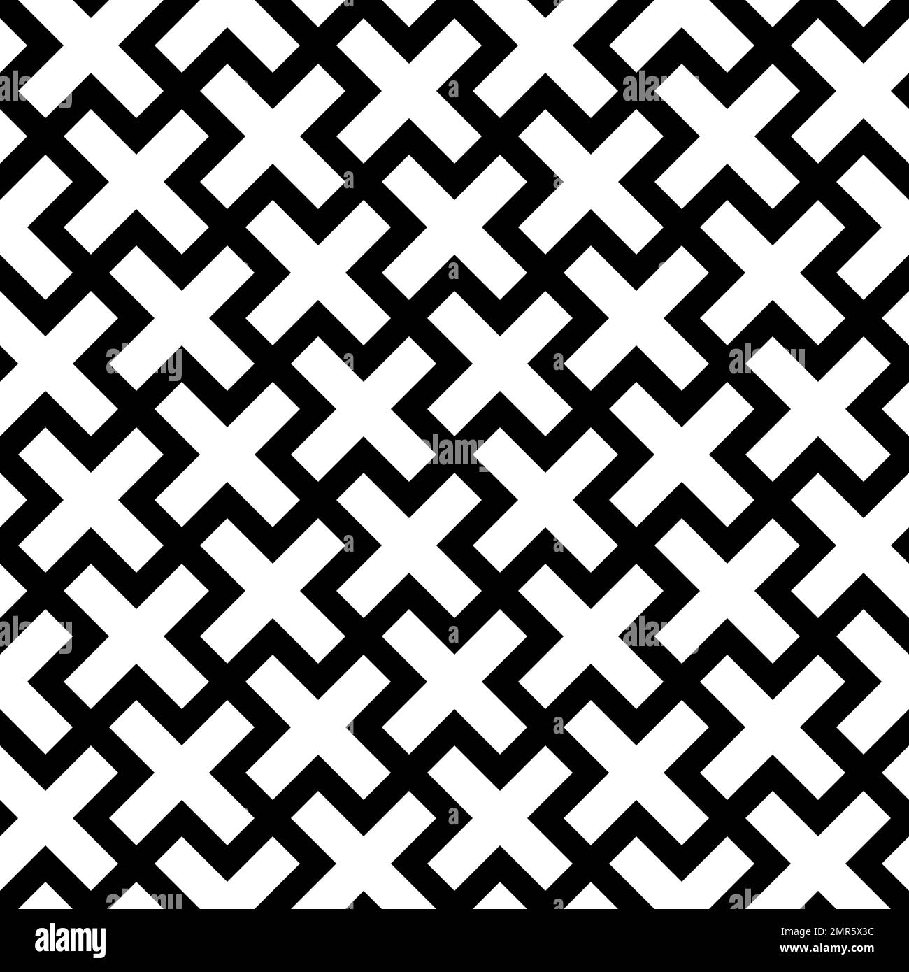 Abstract seamless pattern background. Mosaic of white geometric crosses