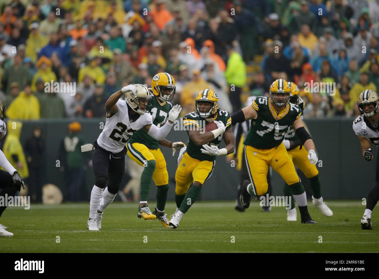 New Orleans Saints cornerback Marshon Lattimore (23) tackles Green Bay