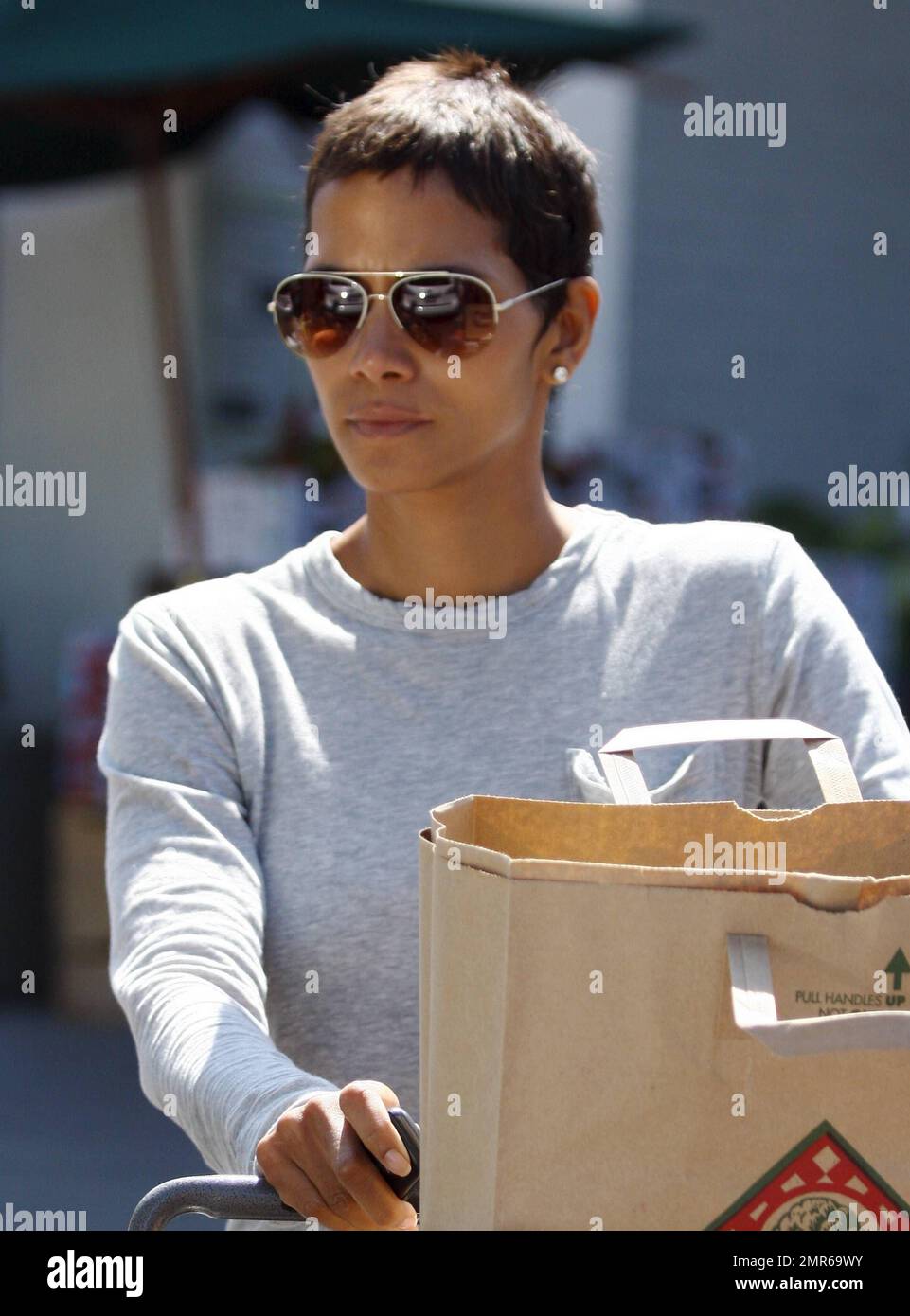 Actress Halle Berry pays a visit to a local market to pick up some
