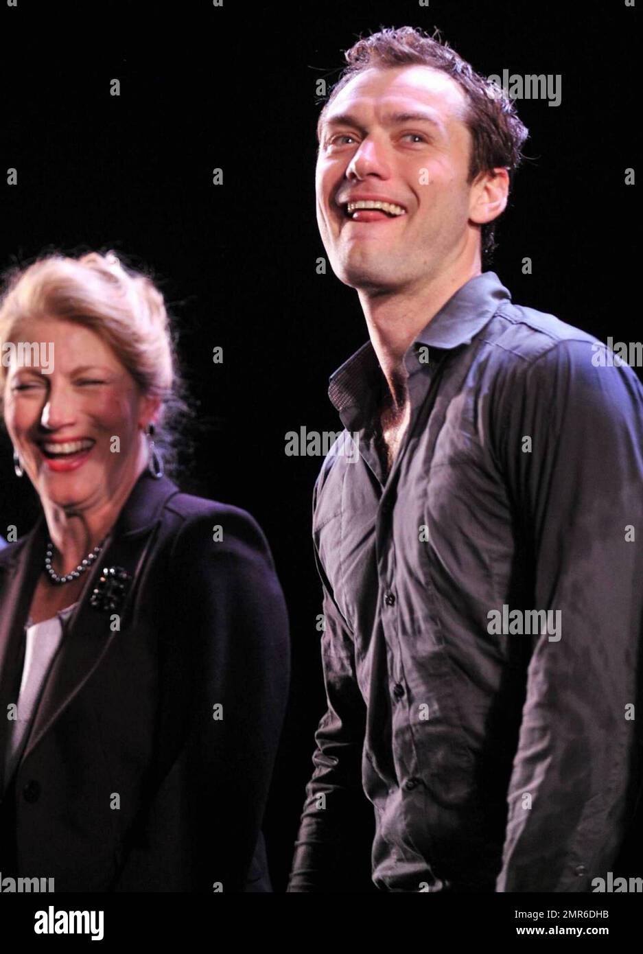 Actor Jude Law performs on the opening night of Hamlet on Broadway and