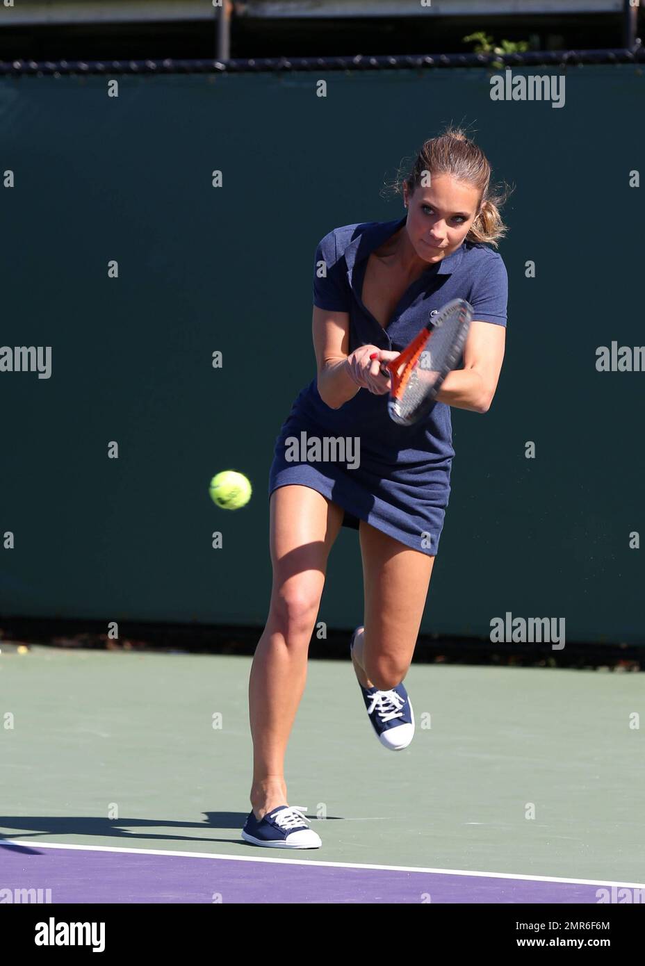 Sports Illustrated model Hannah Davis makes an appearance at the Miami Open Experience during the Miami Open. Davis, who was featured in the 2013 and 2015 S.I. Swimsuit Issues as well as on the cover of the latter edition, signed copies of the 2015 Issue after the Tori Praver Fashion Show. Miami, FL. April 3, 2015. Stock Photo