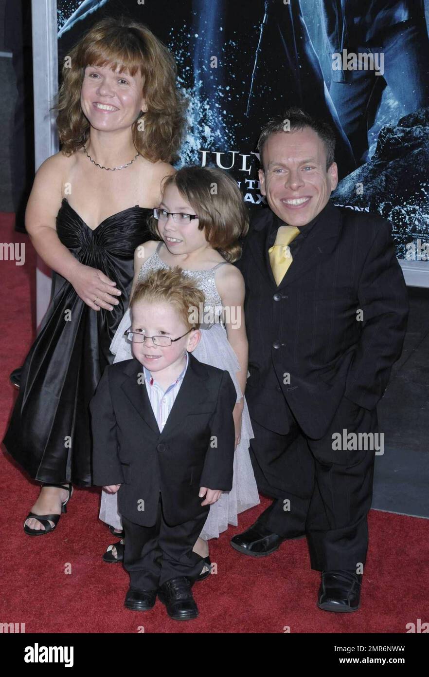 Warwick Davis and family attend the premiere of "Harry Potter and the