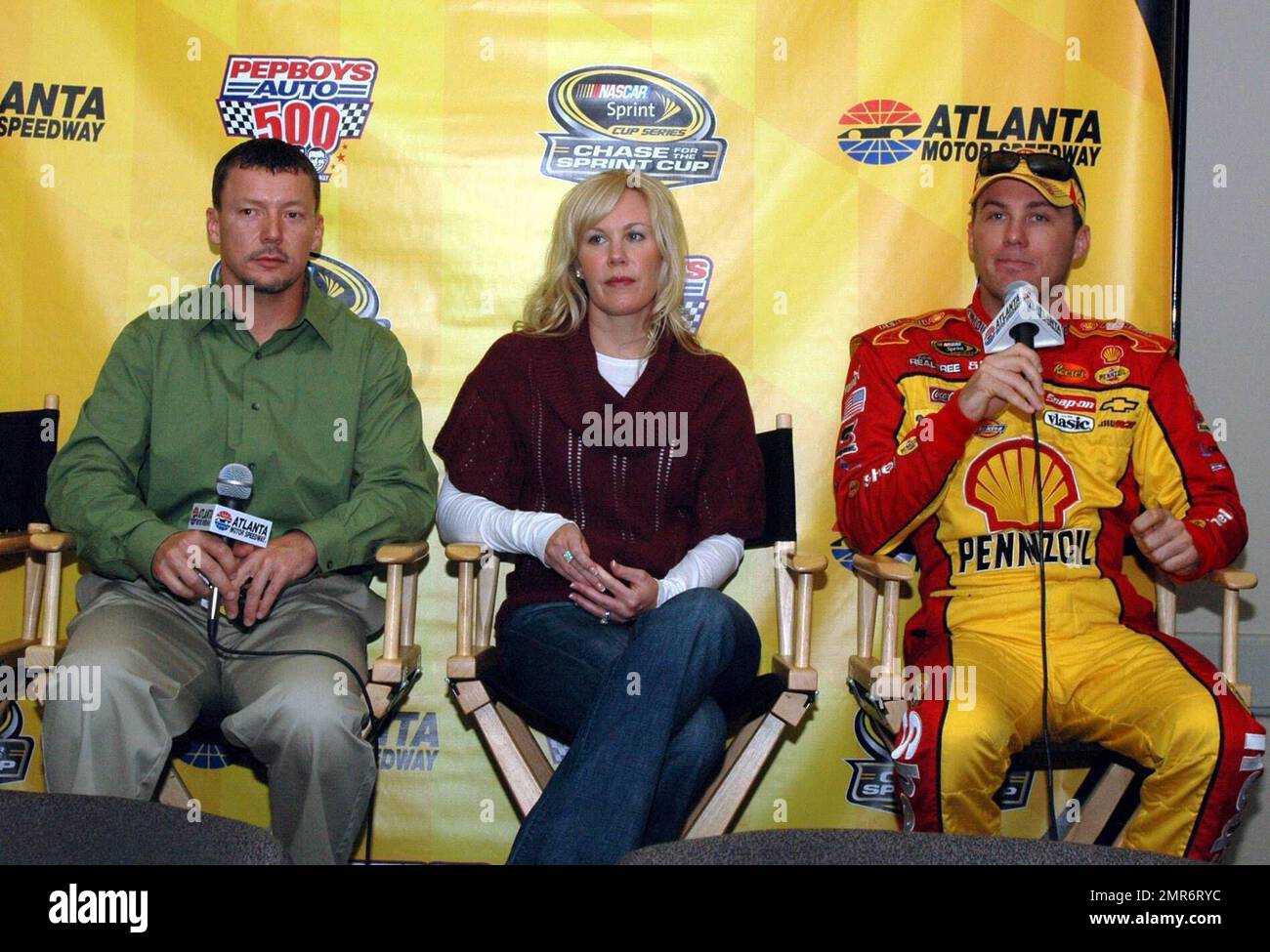 Kevin Harvick, driver of the No. 29 Shell-Penzoil Chevrolet car, and ...