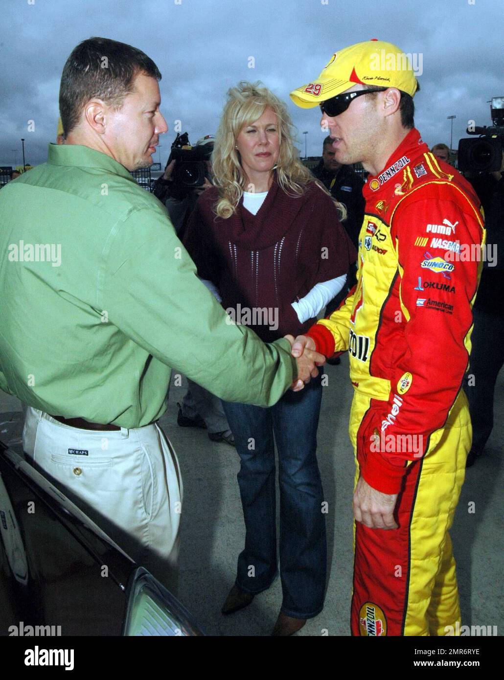 Kevin Harvick, driver of the No. 29 Shell-Penzoil Chevrolet car, and ...