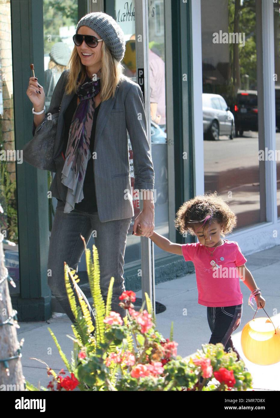 Heidi Klum was spotted looking quite casual in a black top with grey