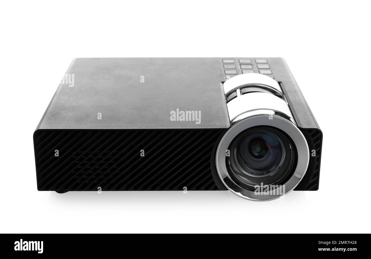 Modern digital video projector isolated on white Stock Photo Alamy