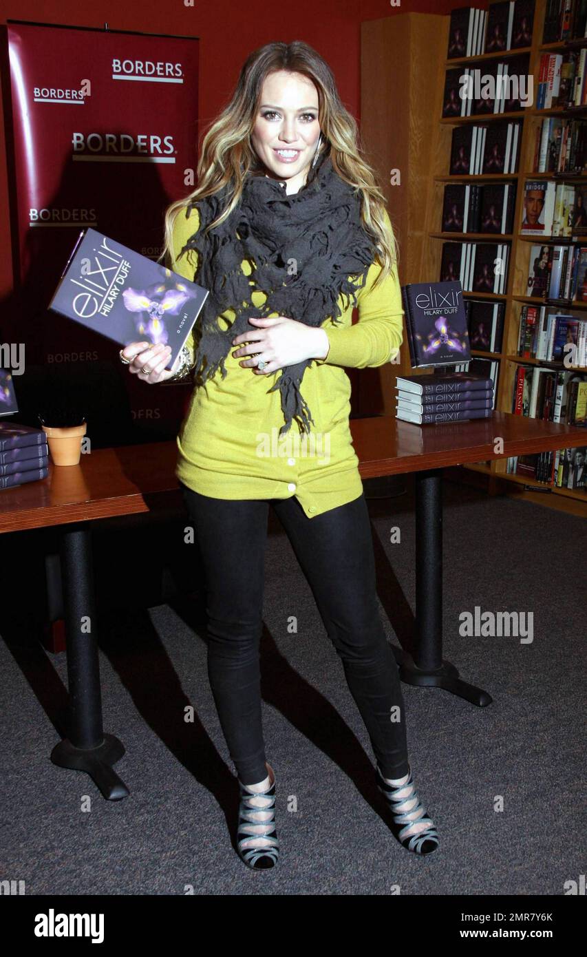 Hilary Duff signs copies of her new book "Elixir" at Borders Books in