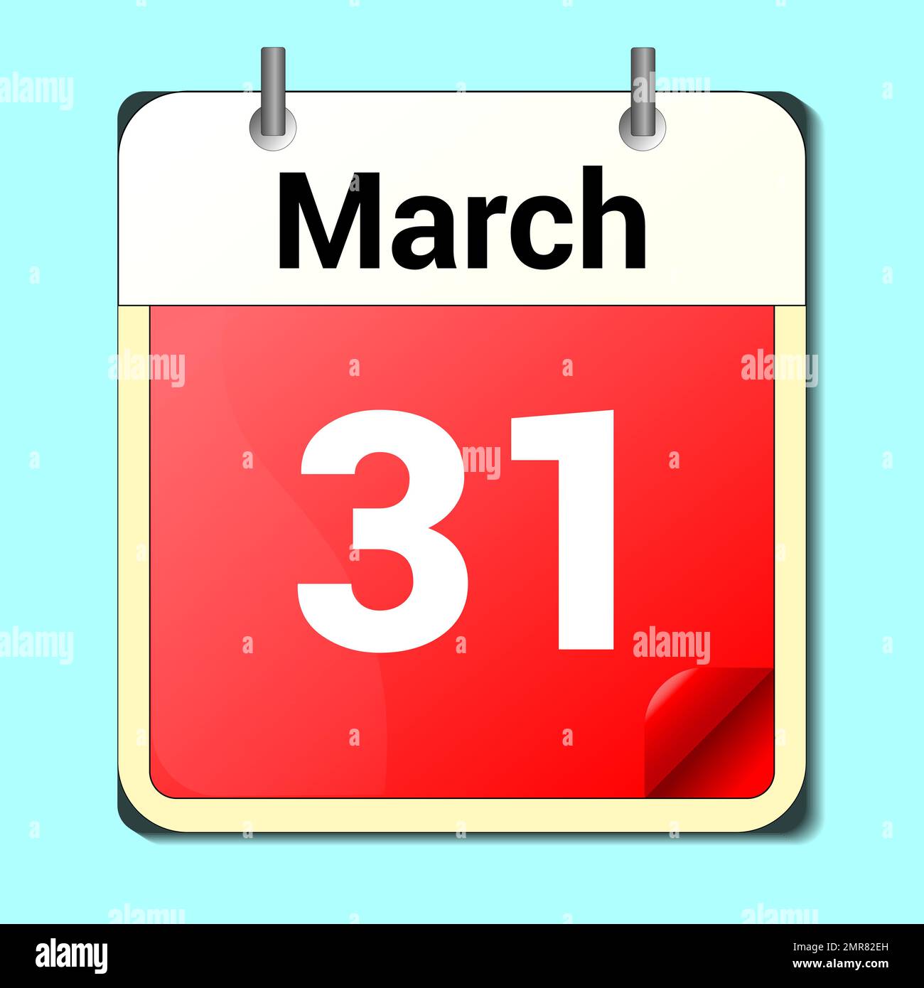 day on the calendar, vector image format, March 31 Stock Vector Image