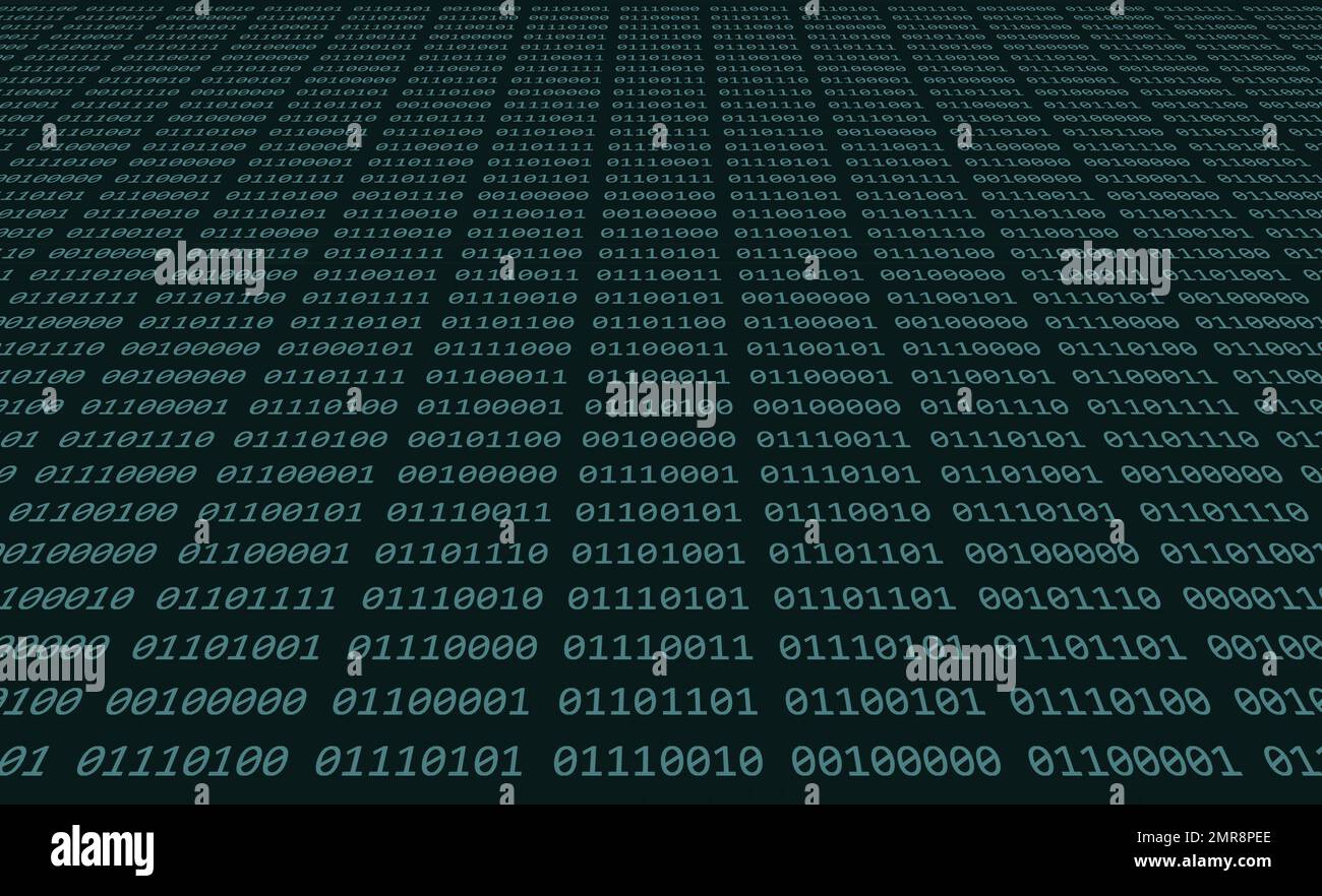 Computer binary code of ones and zeros displayed on a digital screen ...