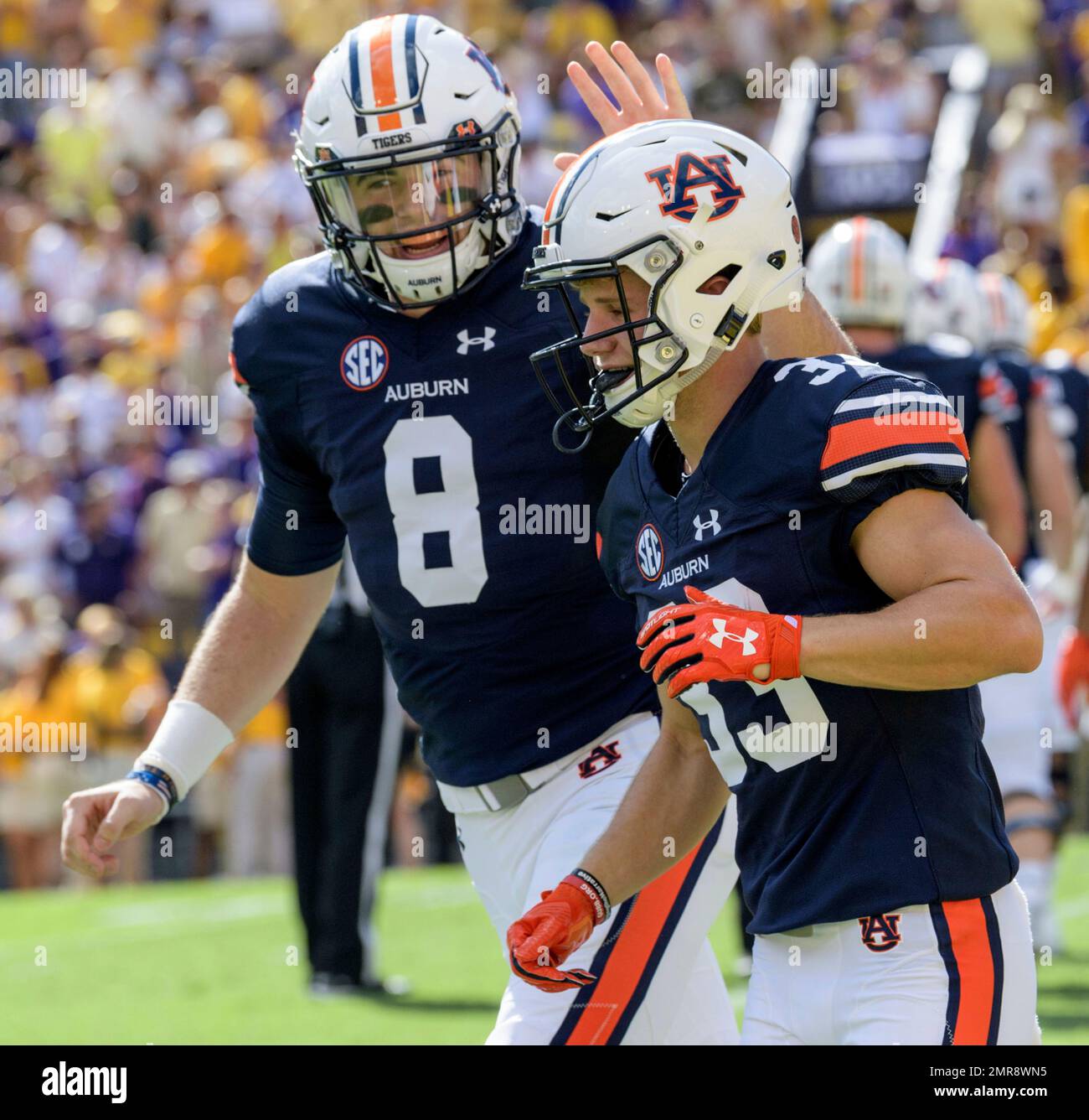 Auburn wide receiver Will Hastings (33) celebrates a touchdown with