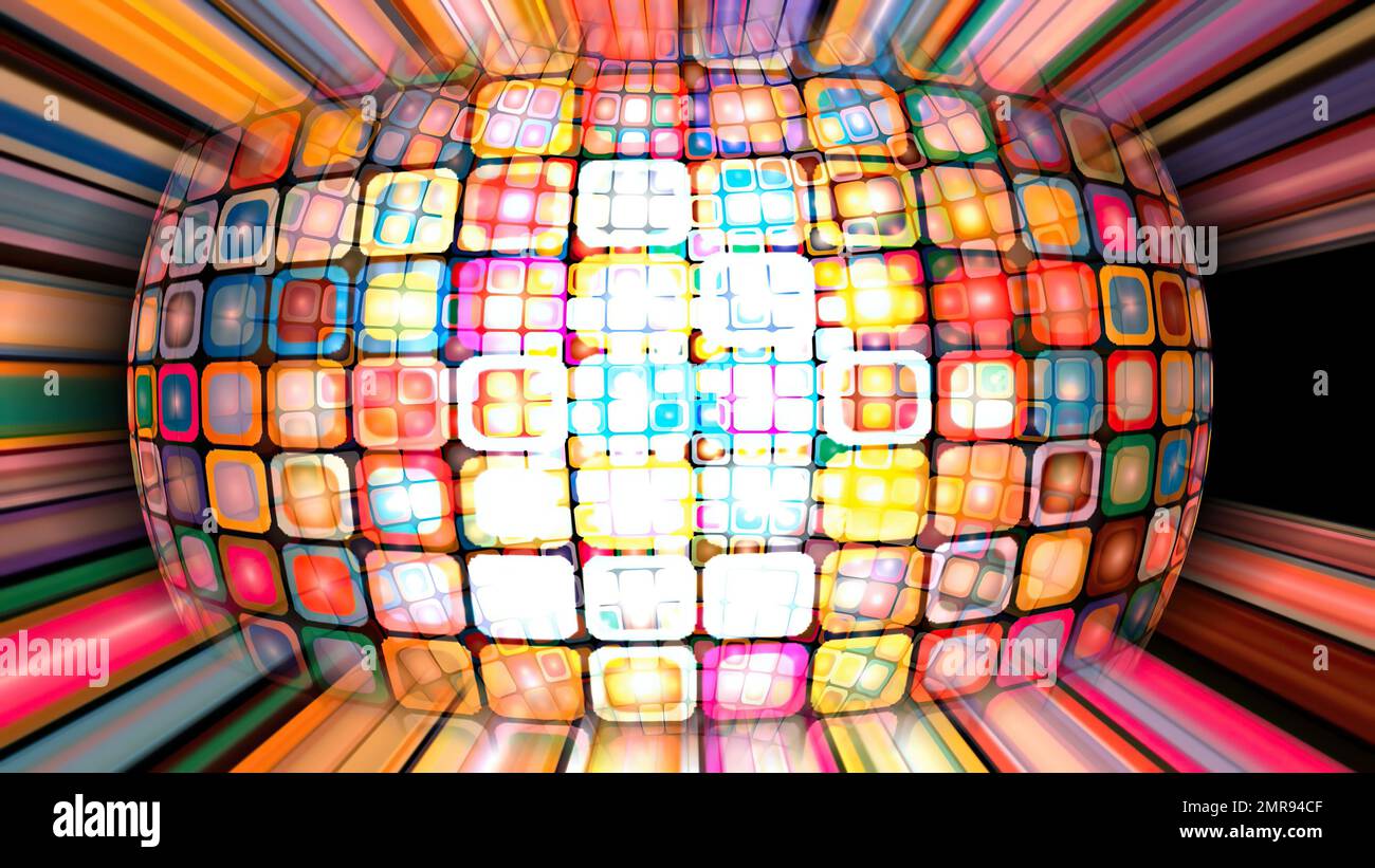 Colorful pixels on rotating sphere Stock Photo - Alamy