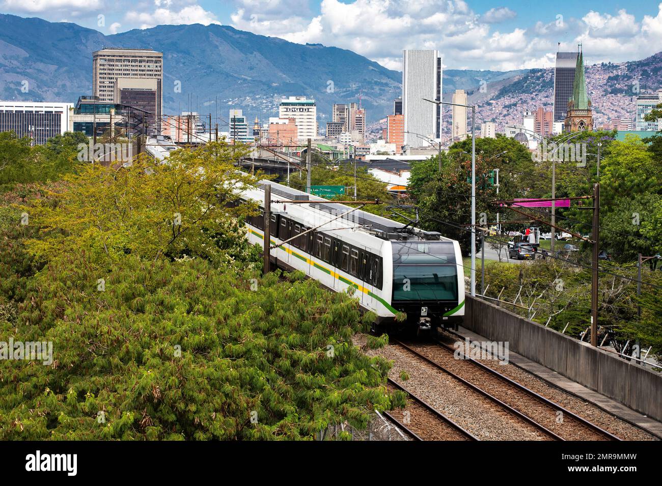 Medellin, Antioquia. Colombia - January 26, 2023. Metro de Medellín is the name given to the metro-type mass transportation system that directly serv Stock Photo