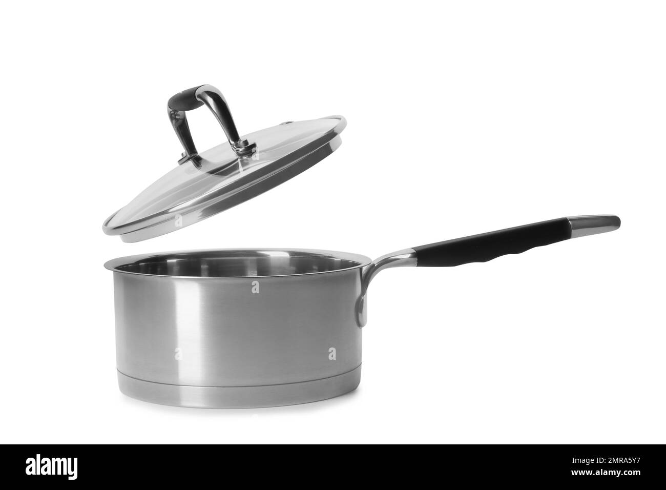 Empty modern steel saucepan with lid isolated on white Stock Photo - Alamy