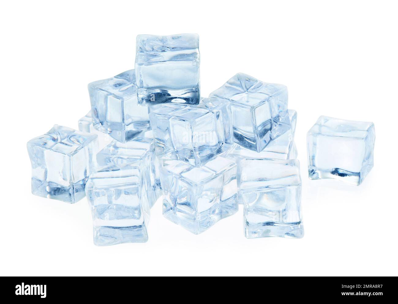 Crystal clear ice cubes isolated on white Stock Photo Alamy