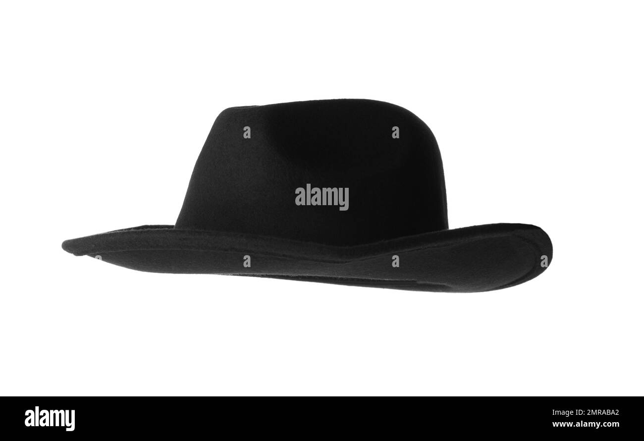 Black hat isolated on white. Stylish accessory Stock Photo