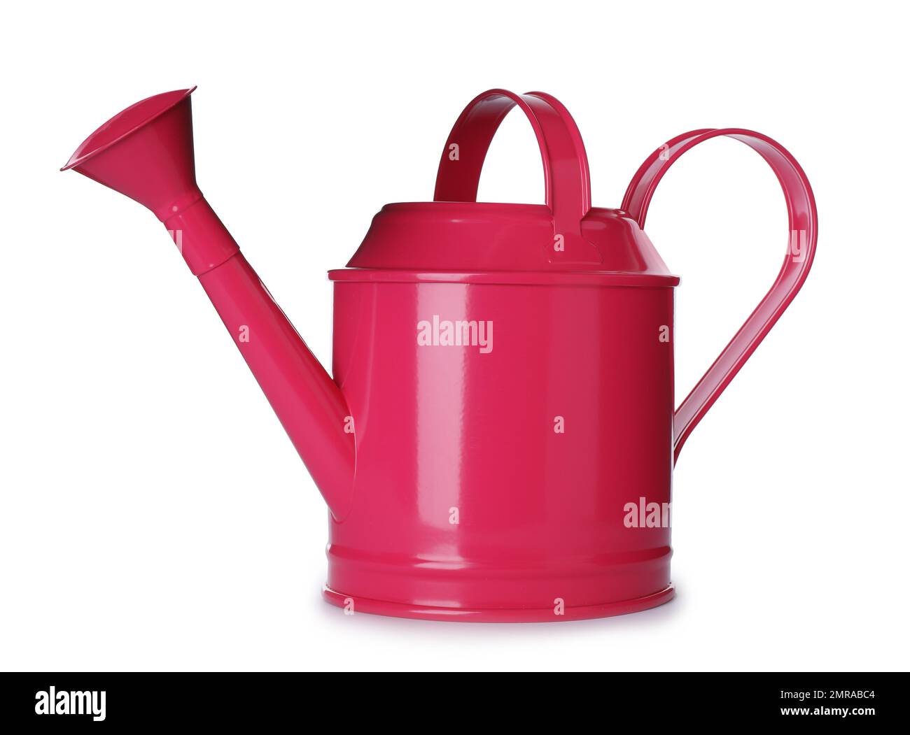 Pink metal watering can isolated on white Stock Photo Alamy