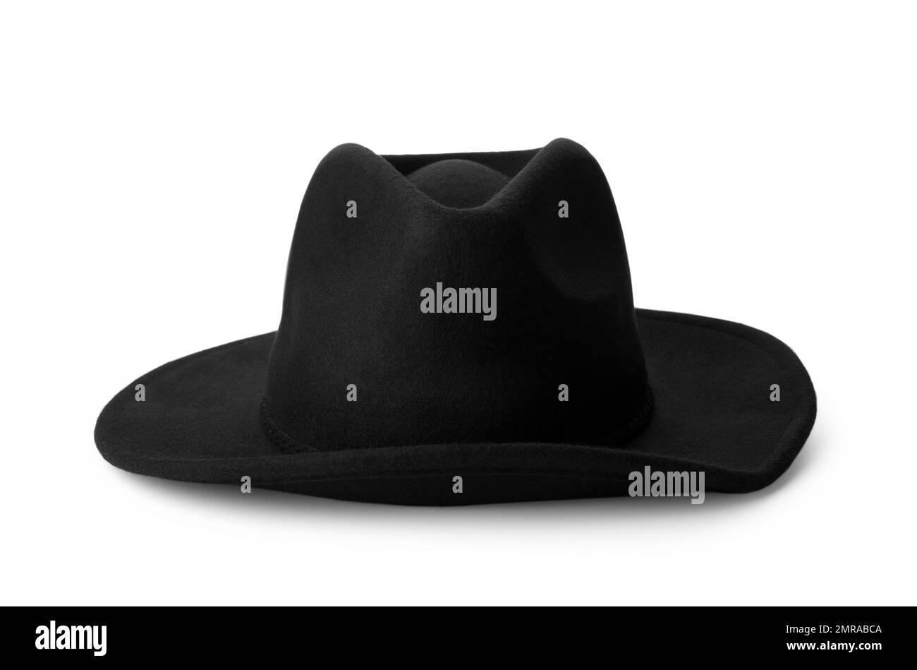 Black hat isolated on white. Stylish accessory Stock Photo