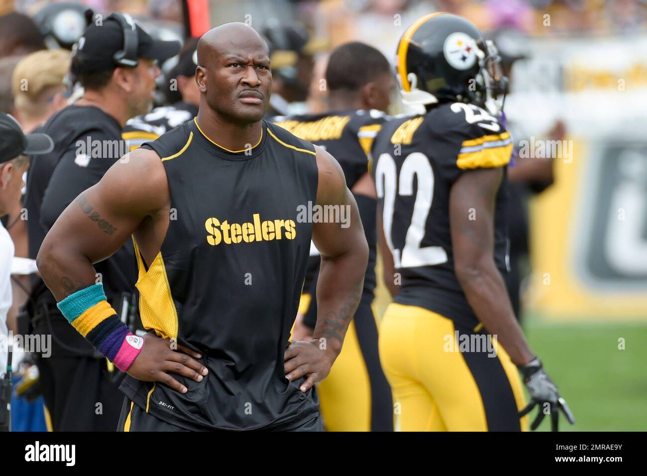 Pittsburgh Steelers outside linebacker James Harrison walks the ...