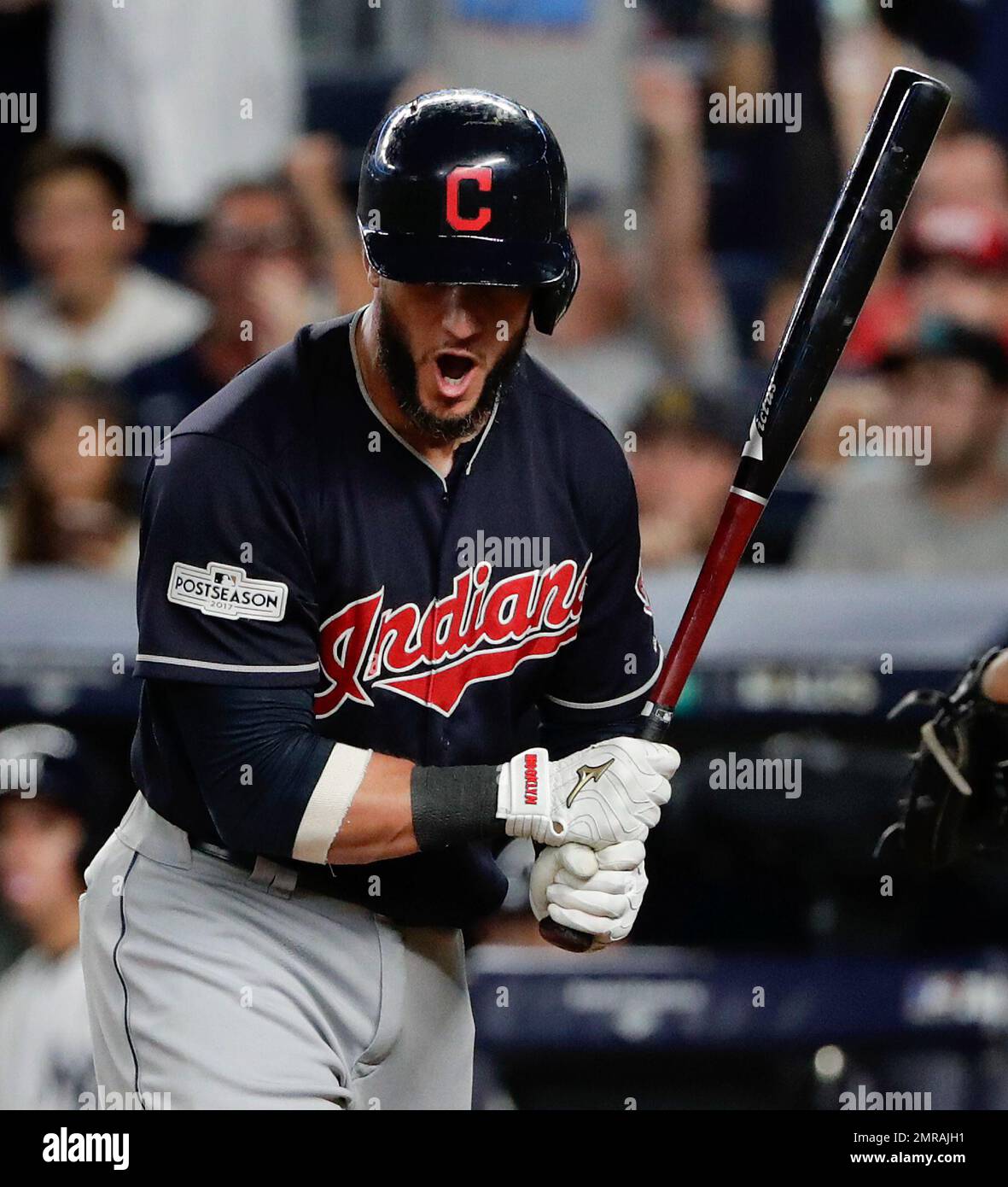 Cleveland Indians Yan Gomes Reacts After Striking Out Against The New