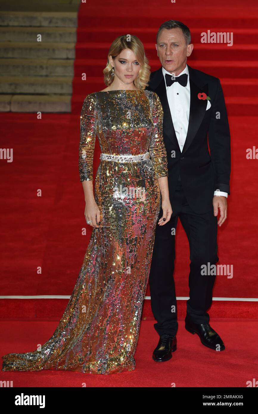 Lea Seydoux and Daniel Craig at the World Premiere of new James Bond ...