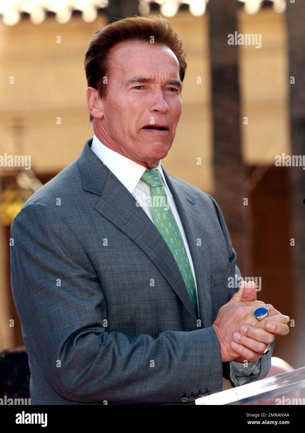 Governor Arnold Schwarzenegger at the unveiling ceremony of James