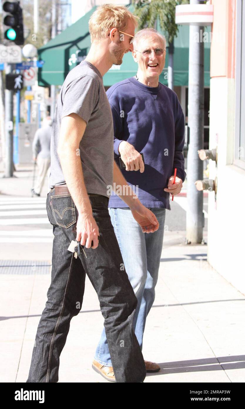 EXCLUSIVE!! Actor James Cromwell is all smiles while out for lunch to  celebrate his 71st birthday. Looking very young at heart James laughed as  he walked with a female companion and son