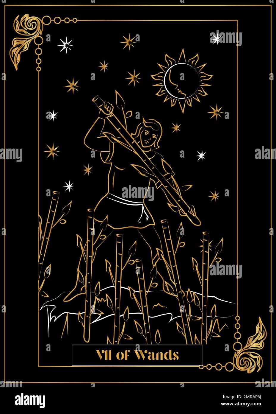 the illustration card for tarot in gold color Stock Vector Image