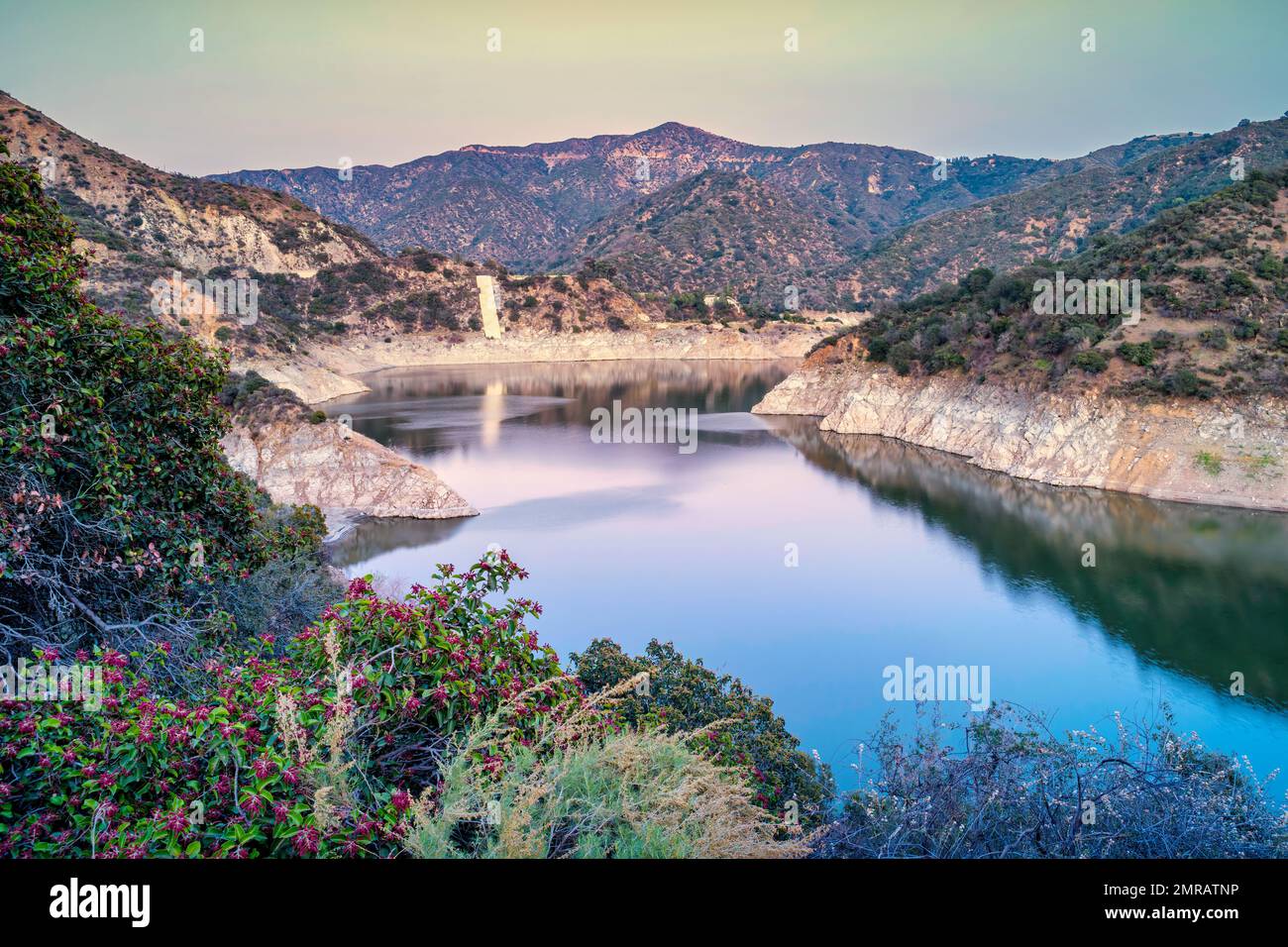 Morris Reservoir in San Gabriel Valley, Los Angeles County, California, USA. Stock Photo