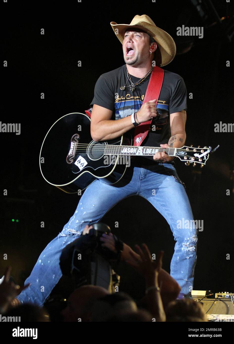 Country star Jason Aldean performs in concert at the Time Warner Music Pavilion in Raleigh, NC