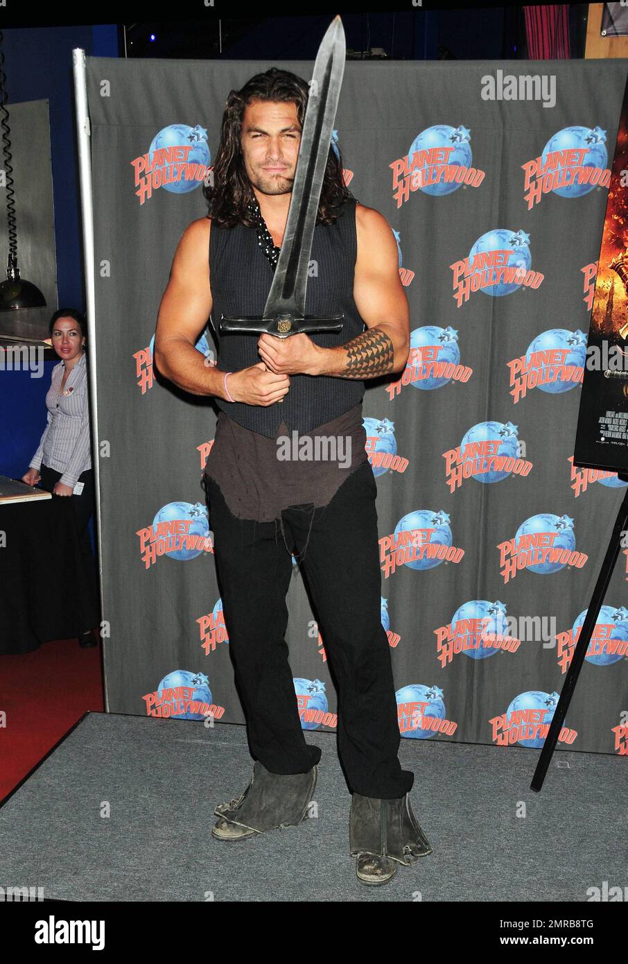 Jason Momoa promotes his starring role in 'Conan the Barbarian' with a hand print ceremony at Planet Hollywood in Times Square.  New York, NY. 18th August 2011. . Stock Photo
