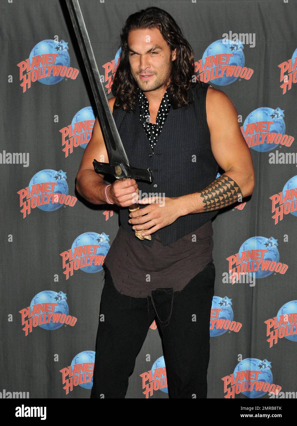Jason Momoa promotes his starring role in 'Conan the Barbarian' with a hand print ceremony at Planet Hollywood in Times Square.  New York, NY. 18th August 2011. . Stock Photo