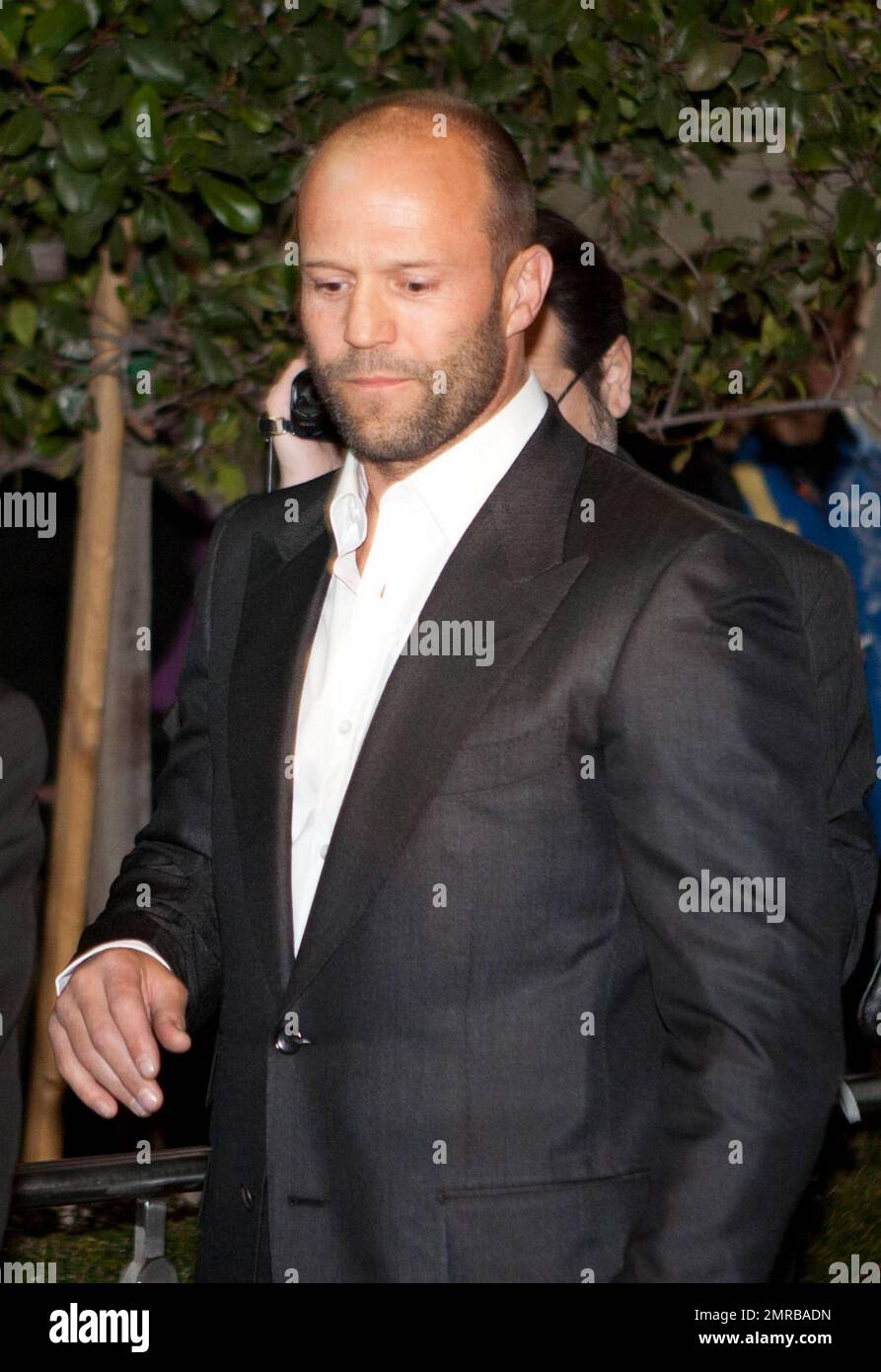 Jason Statham arrives in a 1970 vintage Jaguar at Hollywood for